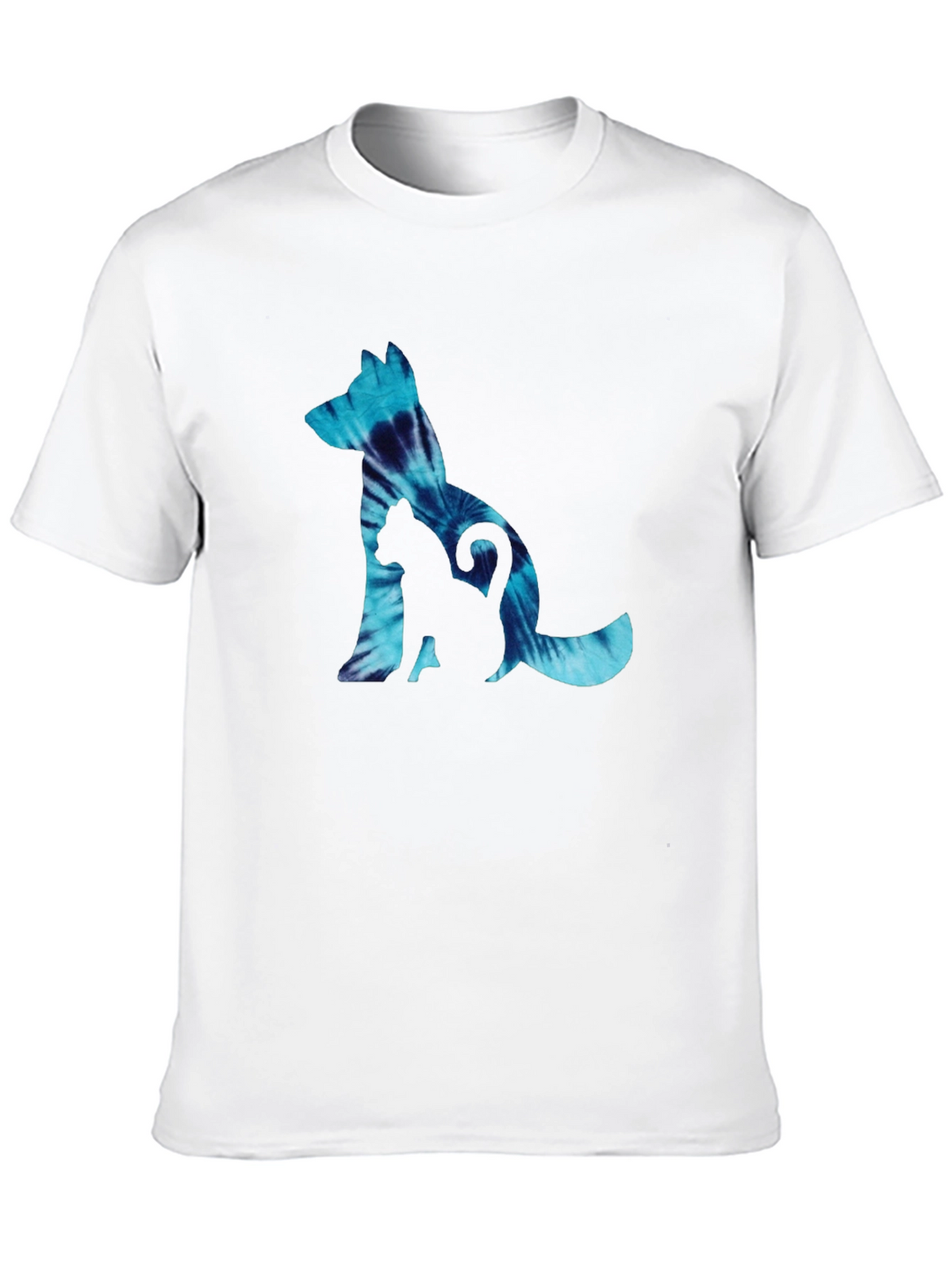 Dog & Cat Tie-Dye Graphic Black T-Shirt