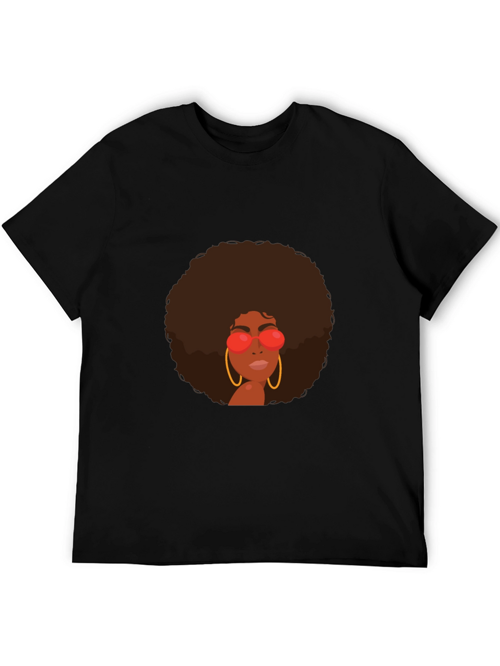 Retro Afro Woman Graphic Tee - Black