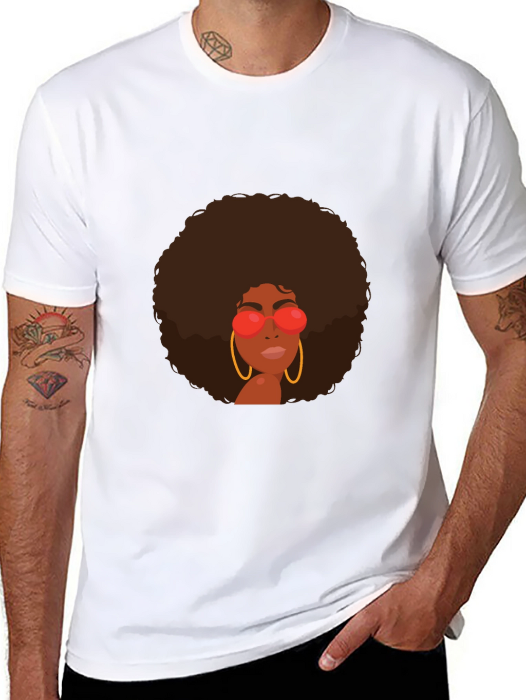 Retro Afro Woman Graphic Tee - Black