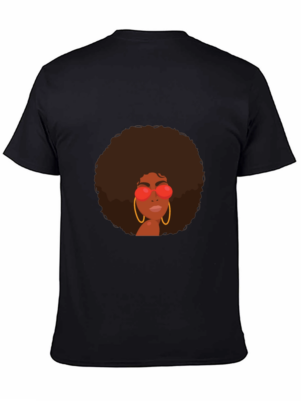 Retro Afro Woman Graphic Tee - Black