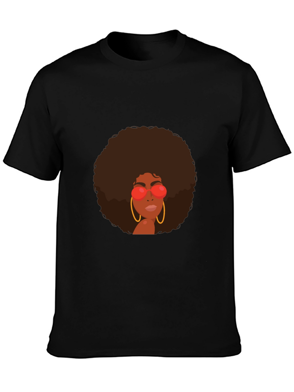 Retro Afro Woman Graphic Tee - Black