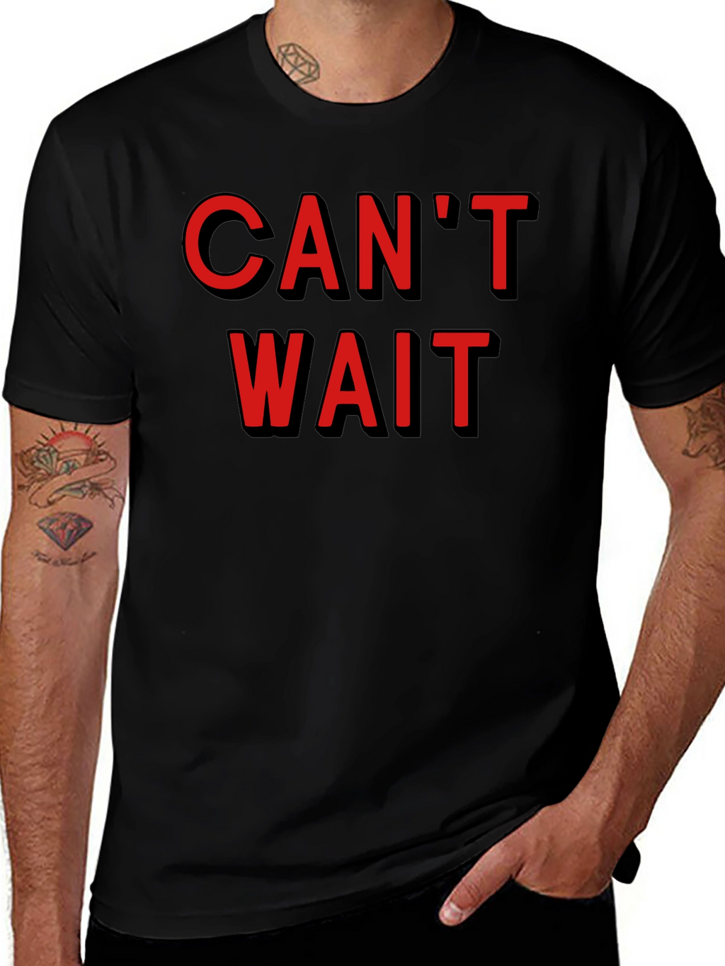 Cant Wait Graphic Tee - Stylish Black Cotton T-Shirt