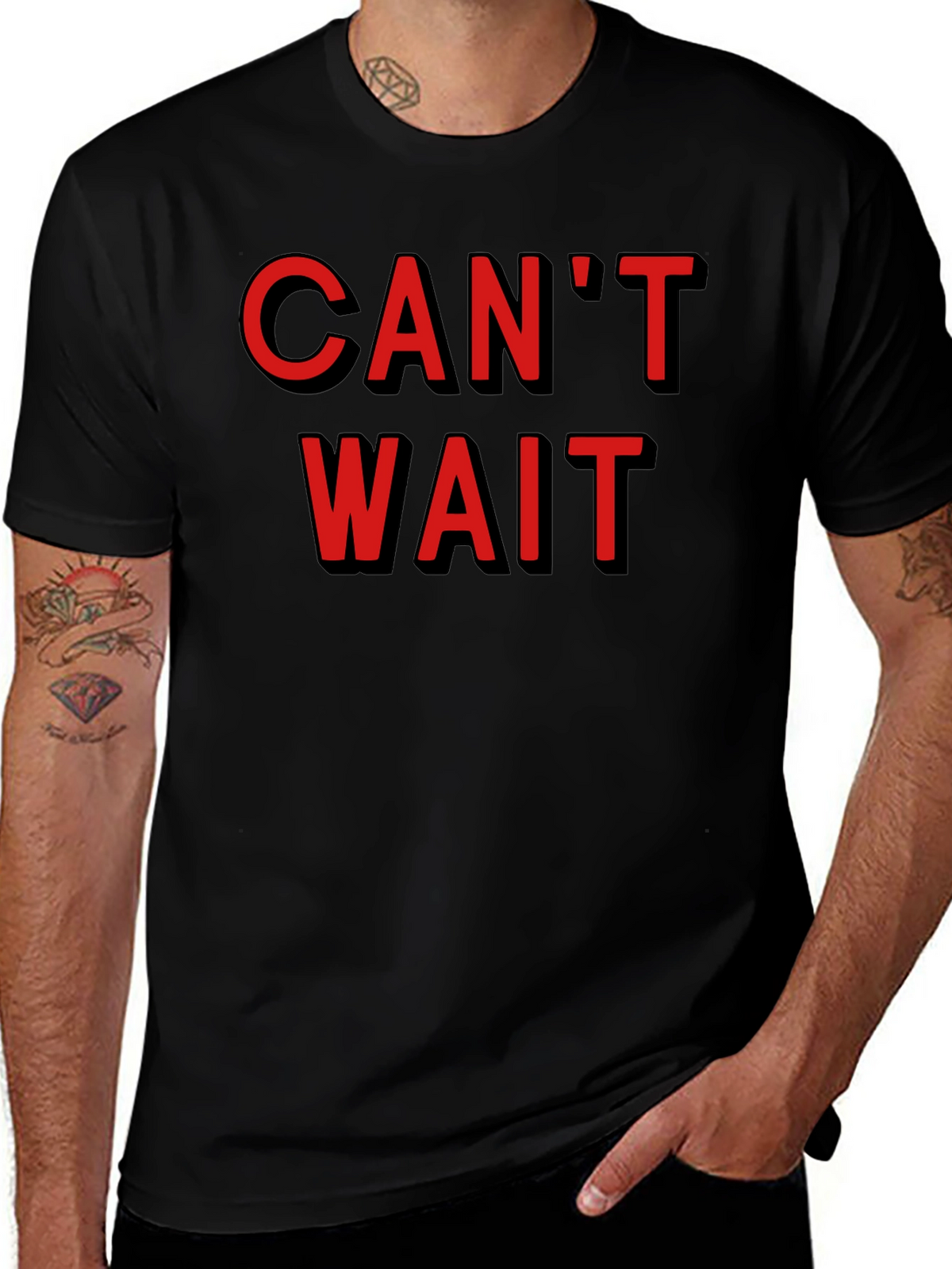 Cant Wait Graphic Tee - Stylish Black Cotton T-Shirt