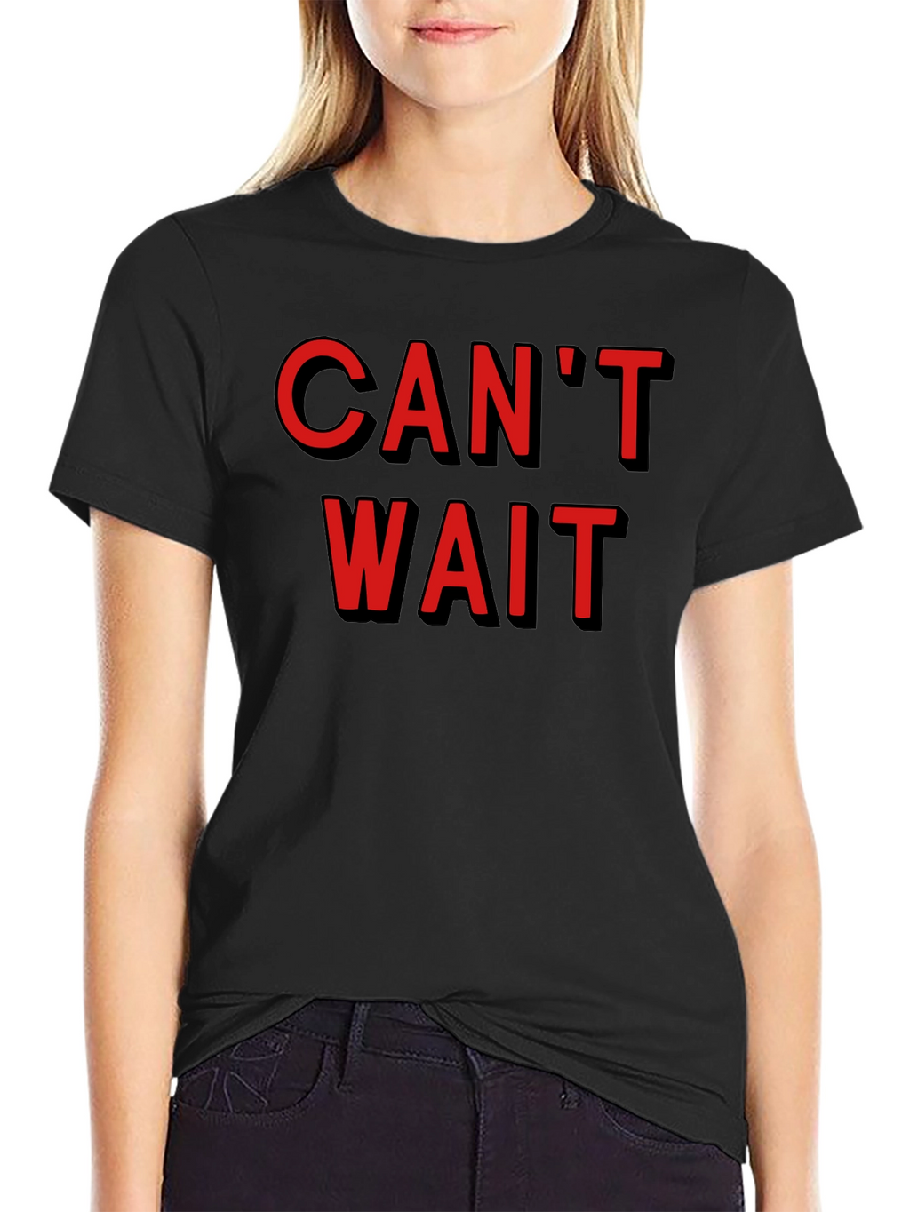 Cant Wait Graphic Tee - Stylish Black Cotton T-Shirt