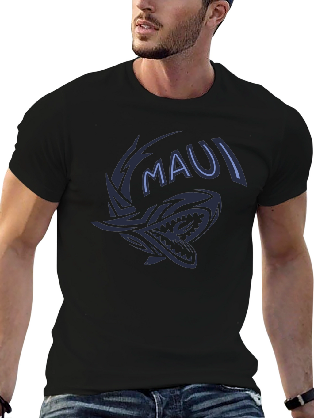 Maui Shark Graphic Tee - Black