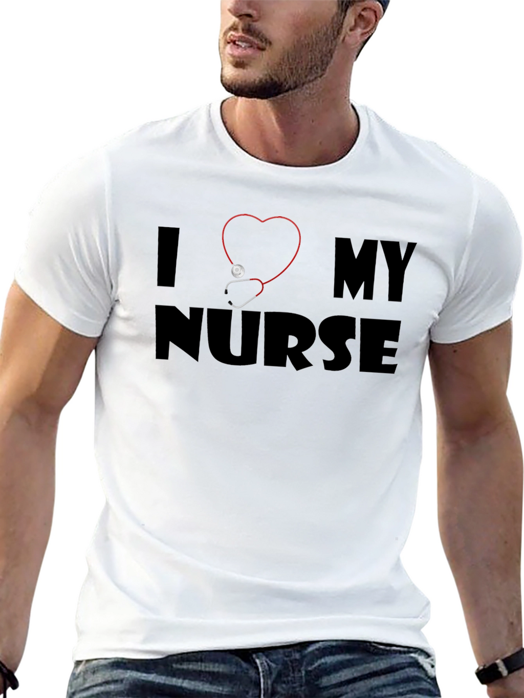 I Heart My Nurse T-Shirt - Stethoscope Heart Design