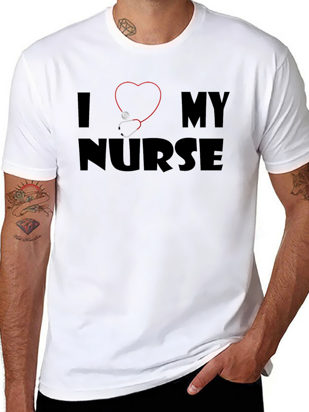 I Heart My Nurse T-Shirt - Stethoscope Heart Design