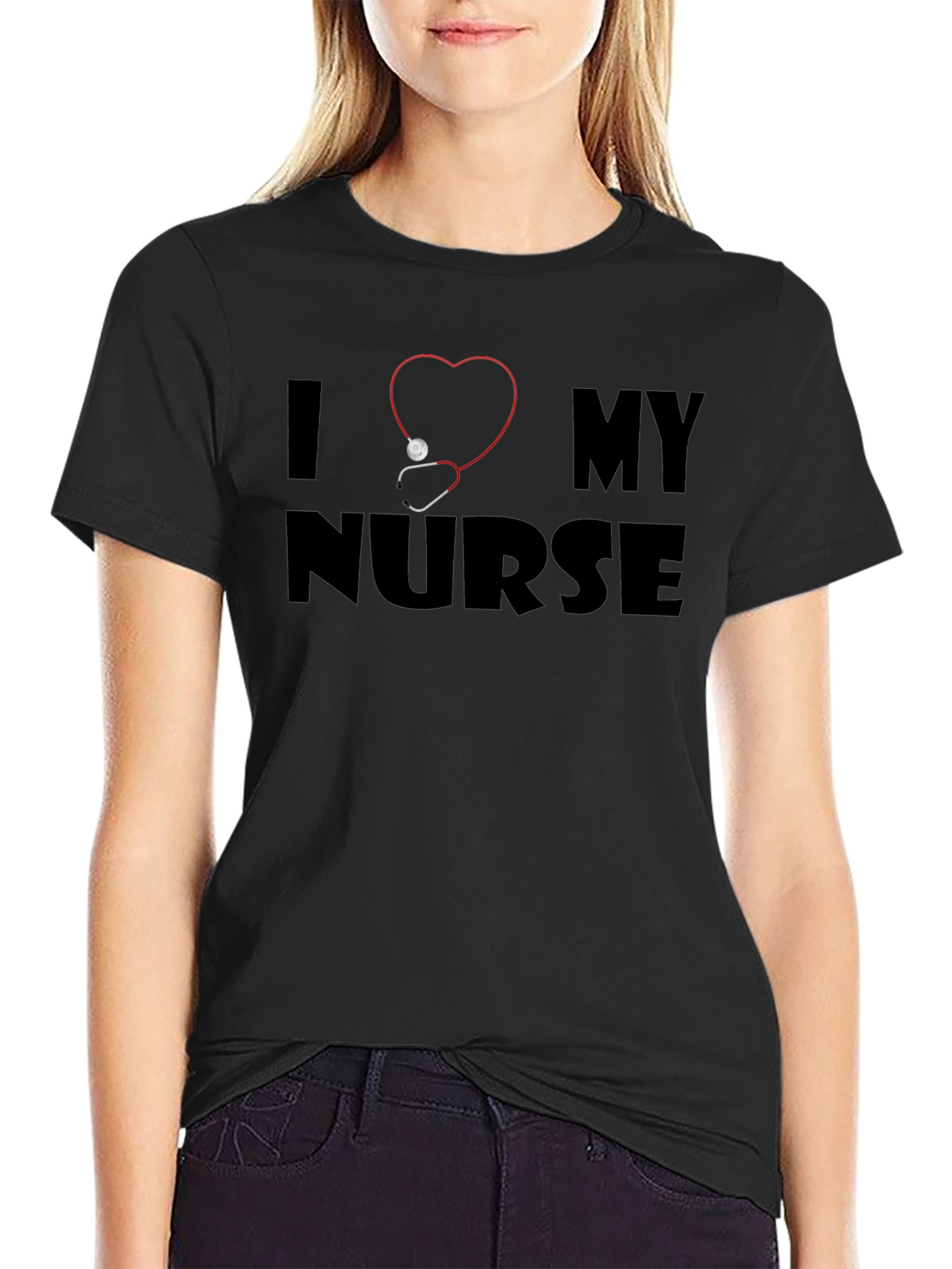 I Heart My Nurse T-Shirt - Stethoscope Heart Design