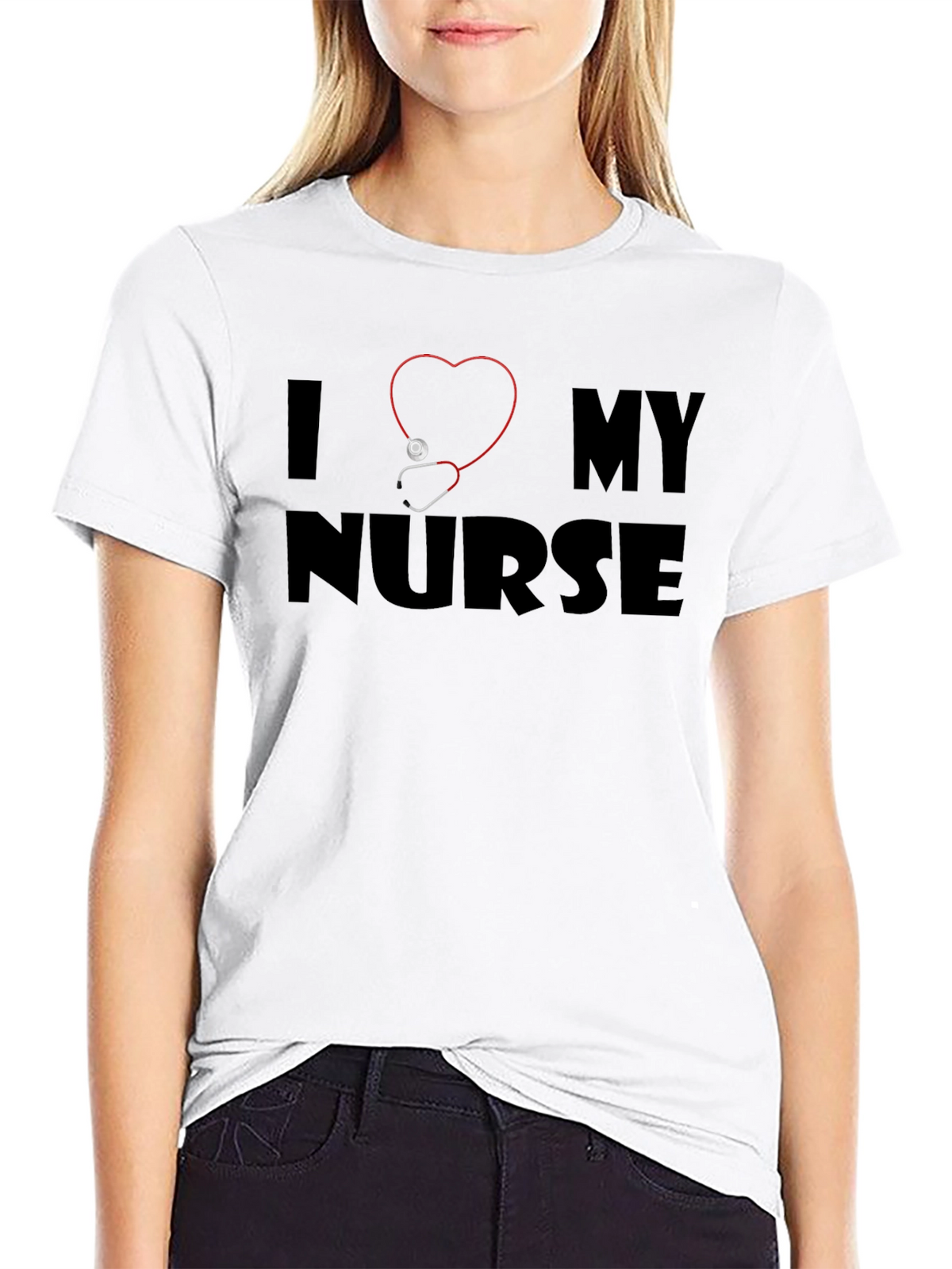 I Heart My Nurse T-Shirt - Stethoscope Heart Design