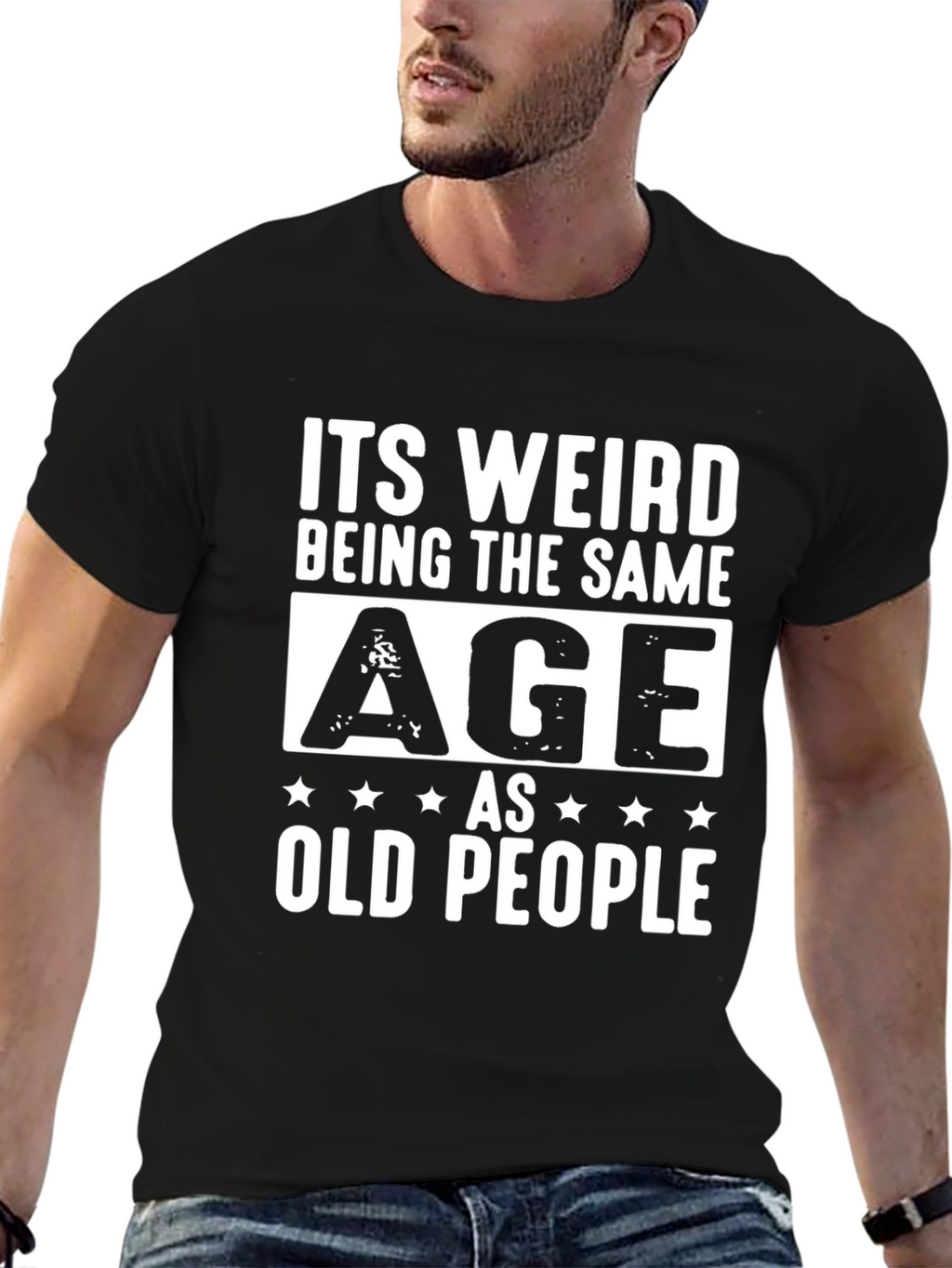 Funny Same Age as Old People Black T-Shirt