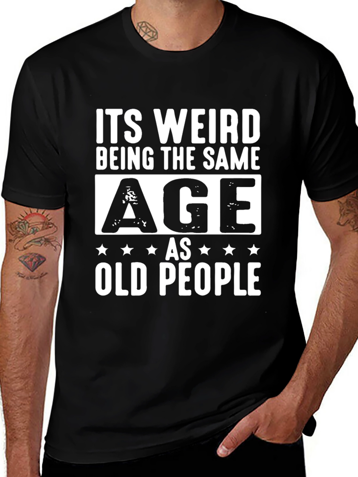 Funny Same Age as Old People Black T-Shirt