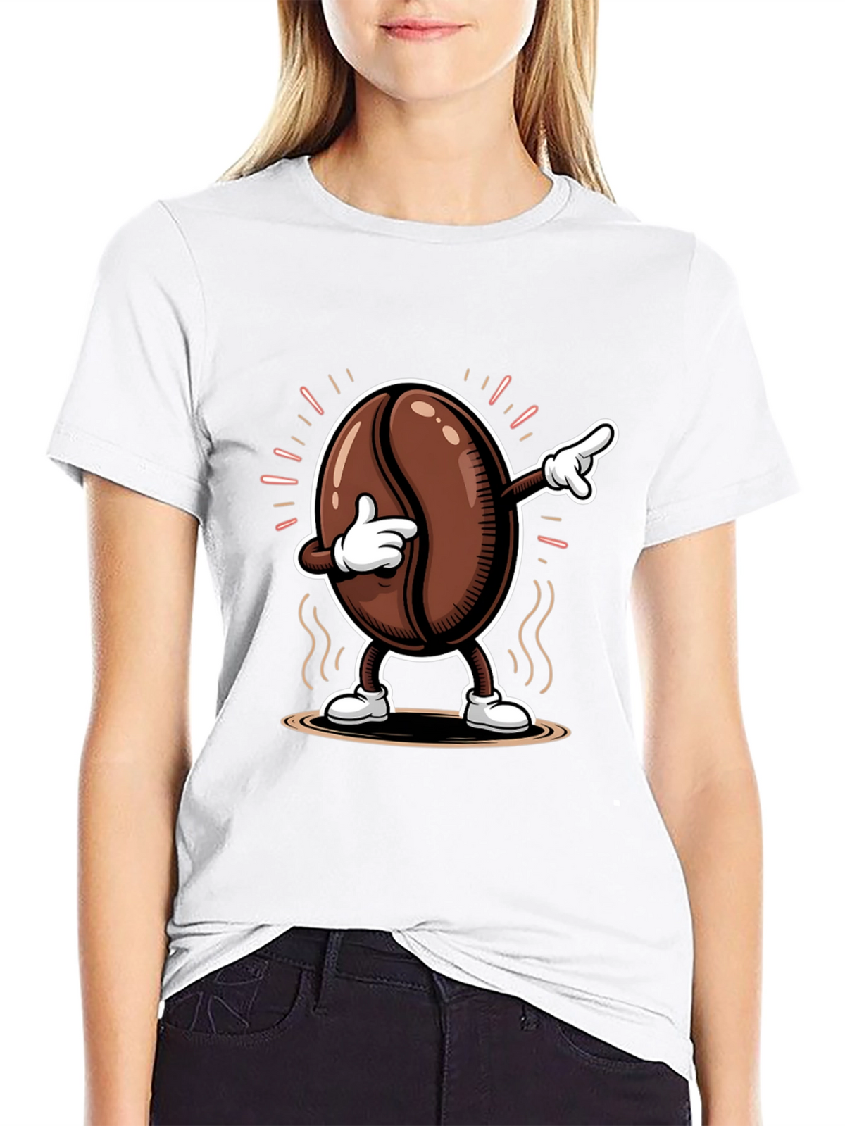 Dabbing Coffee Bean Graphic Tee - Black
