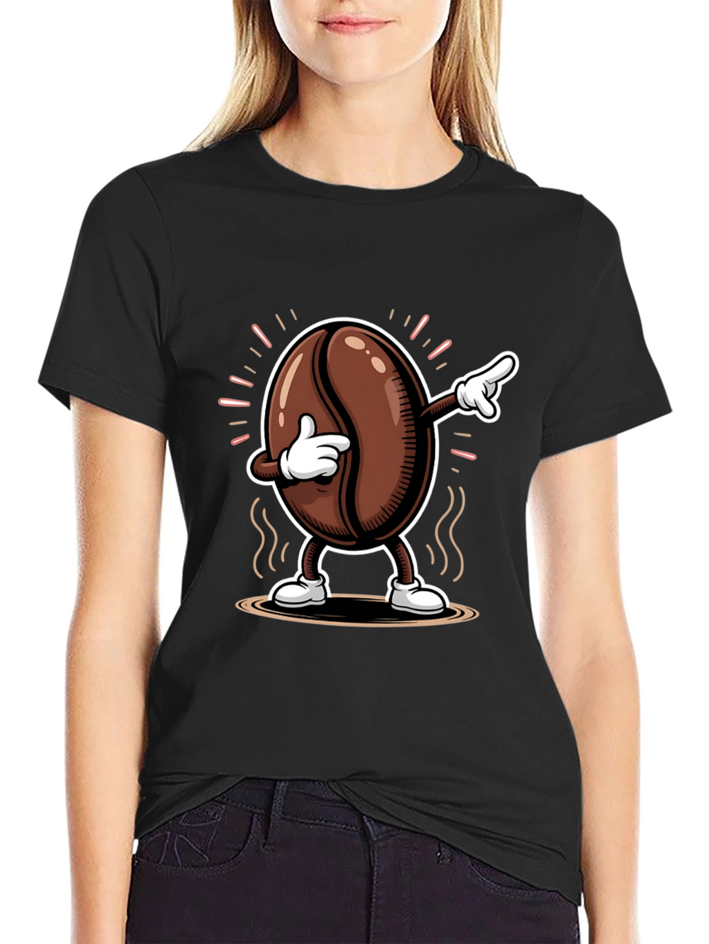Dabbing Coffee Bean Graphic Tee - Black