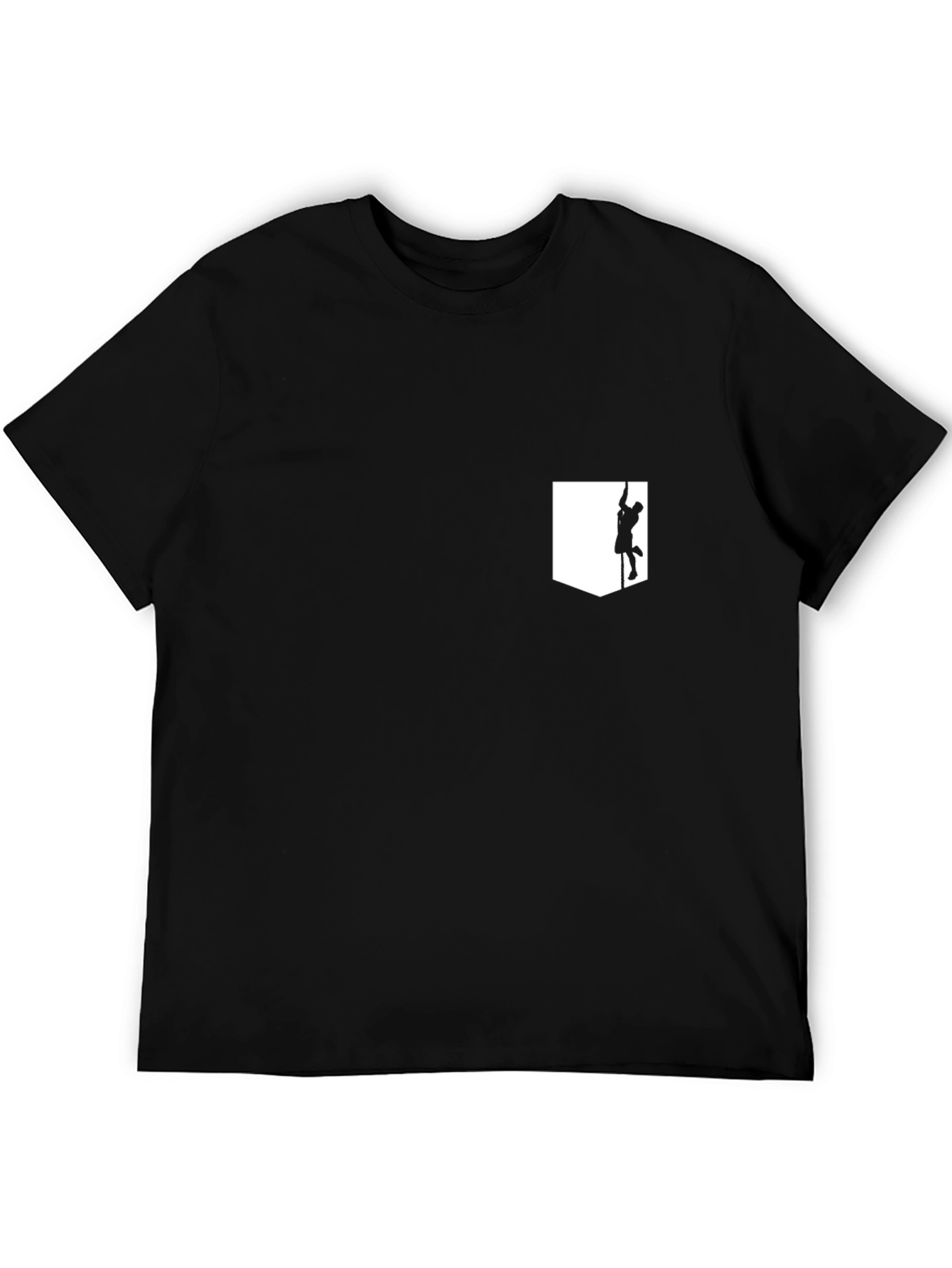 Mens Black T-Shirt with Climber Pocket Design