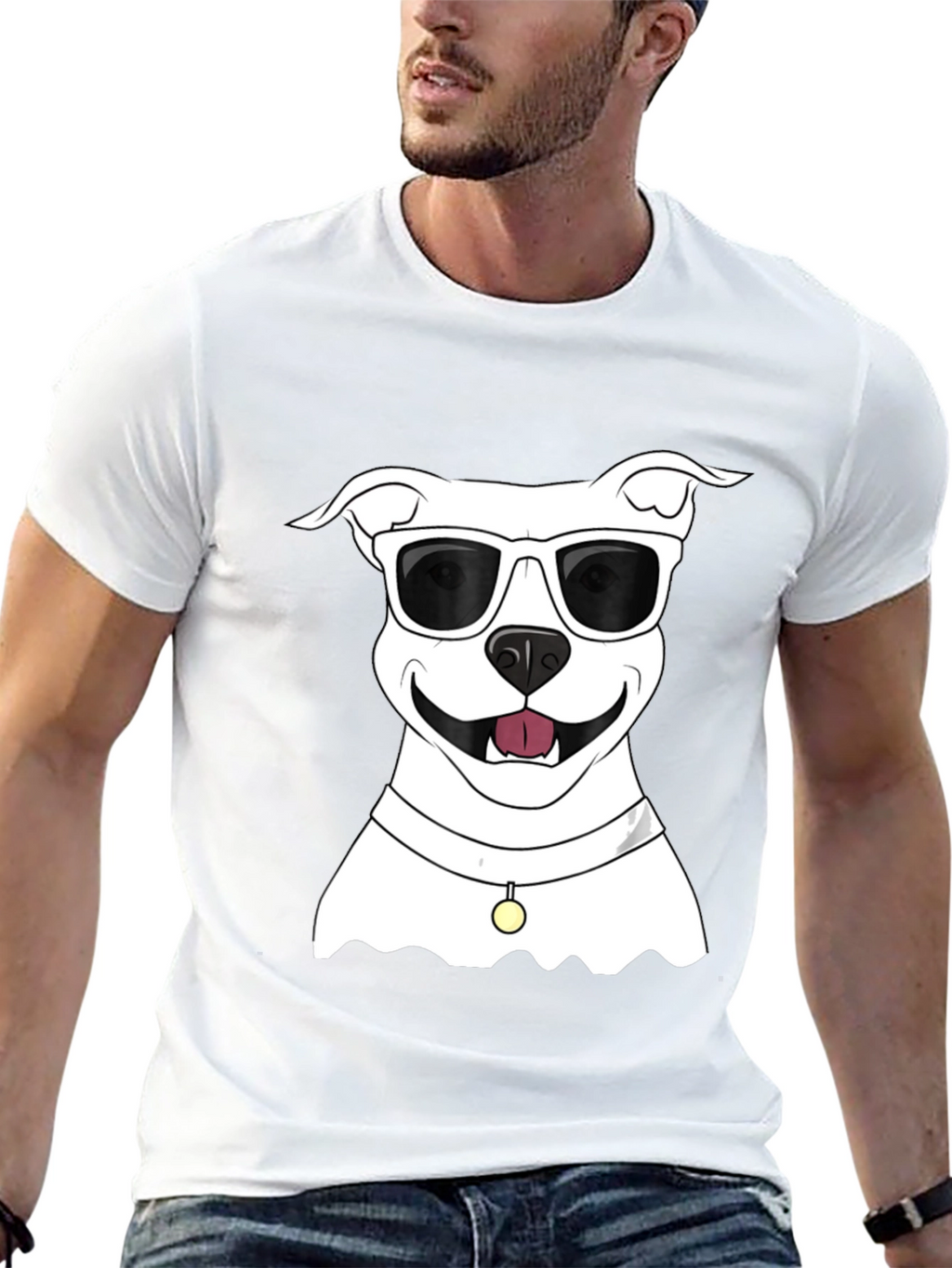 Cool Dog Graphic Tee - Black Cotton Casual Shirt