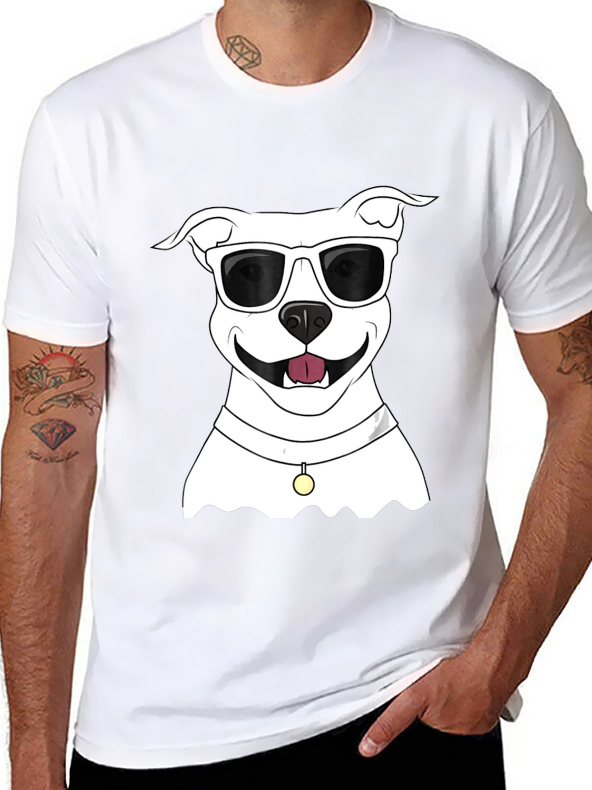 Cool Dog Graphic Tee - Black Cotton Casual Shirt