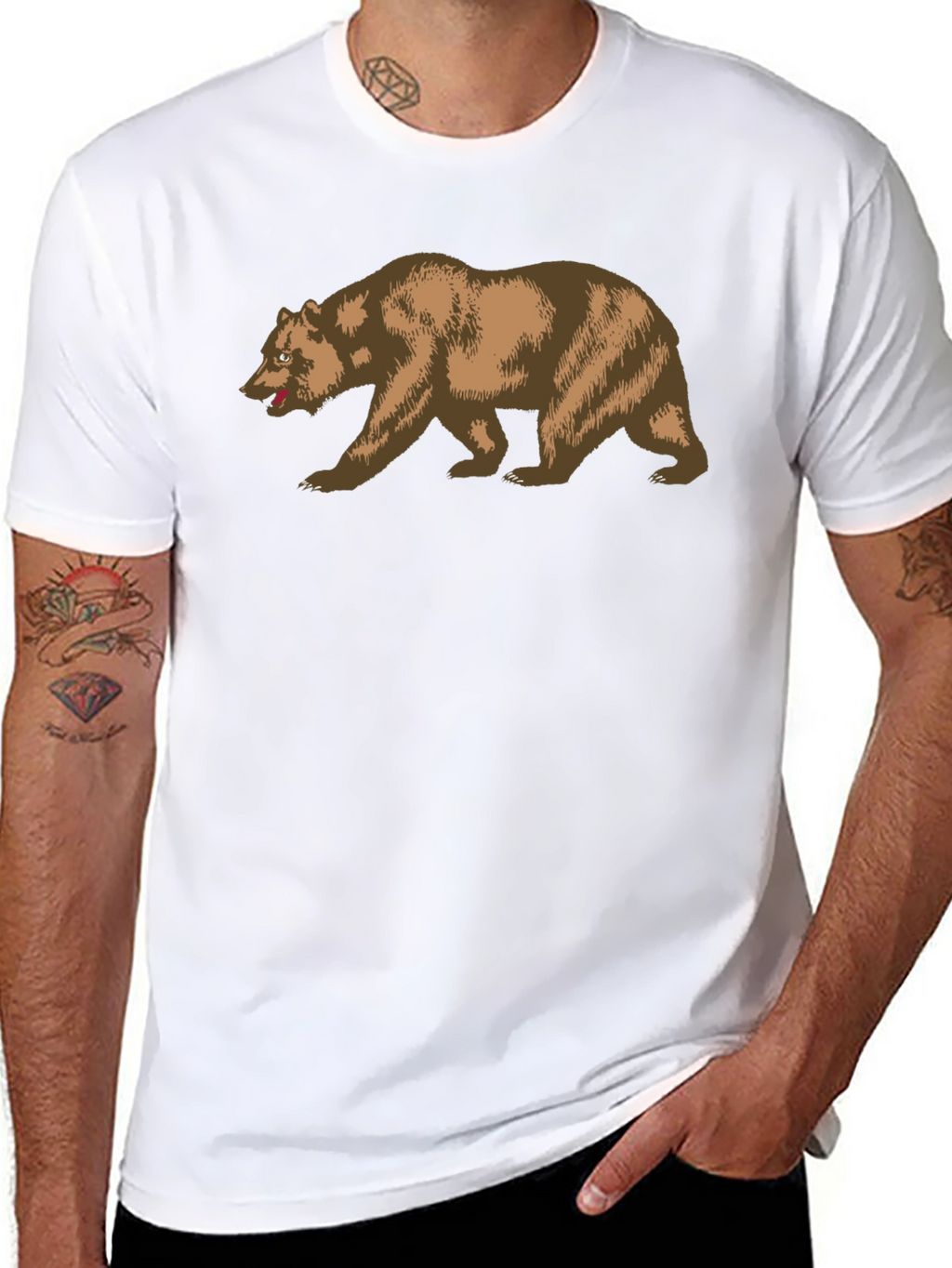 California Bear Graphic Tee - Black Cotton T-Shirt