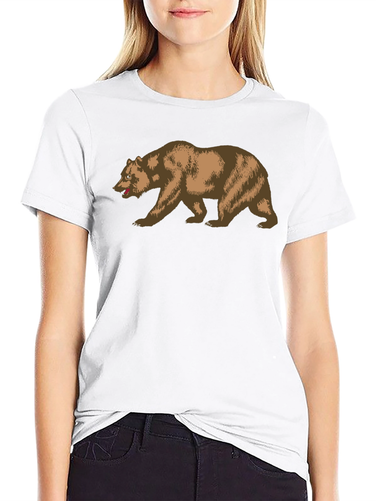 California Bear Graphic Tee - Black Cotton T-Shirt