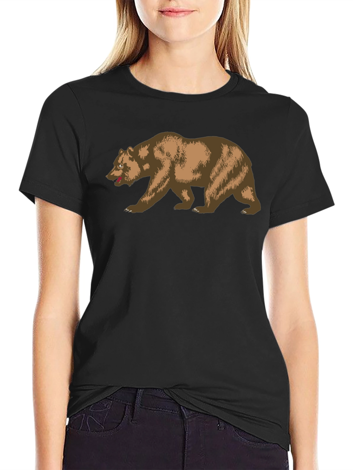 California Bear Graphic Tee - Black Cotton T-Shirt