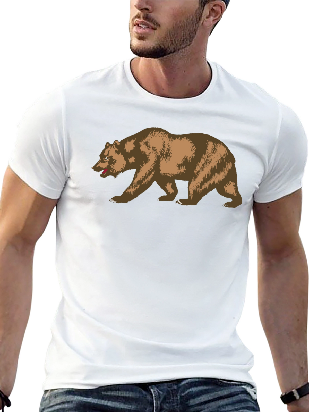 California Bear Graphic Tee - Black Cotton T-Shirt