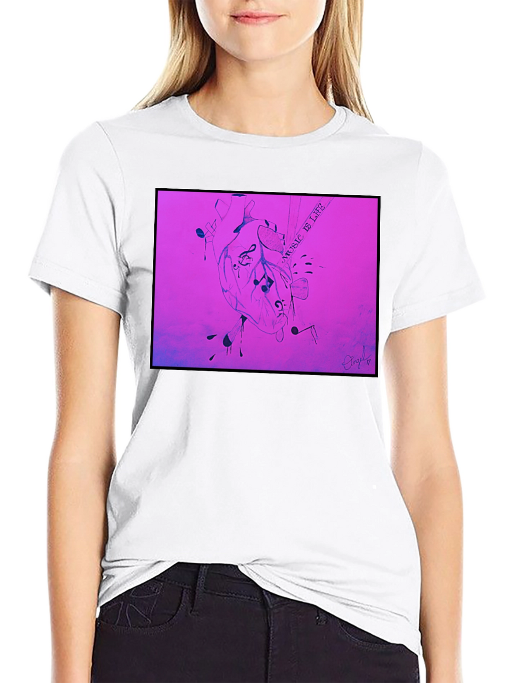 Music is Life Heart Graphic T-Shirt