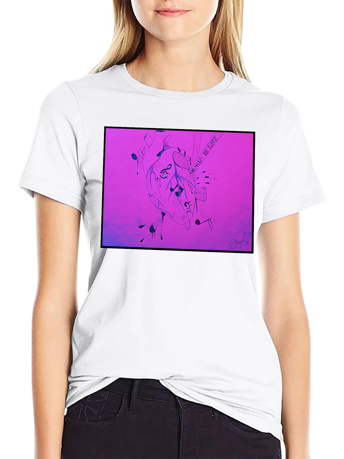 Music is Life Heart Graphic T-Shirt