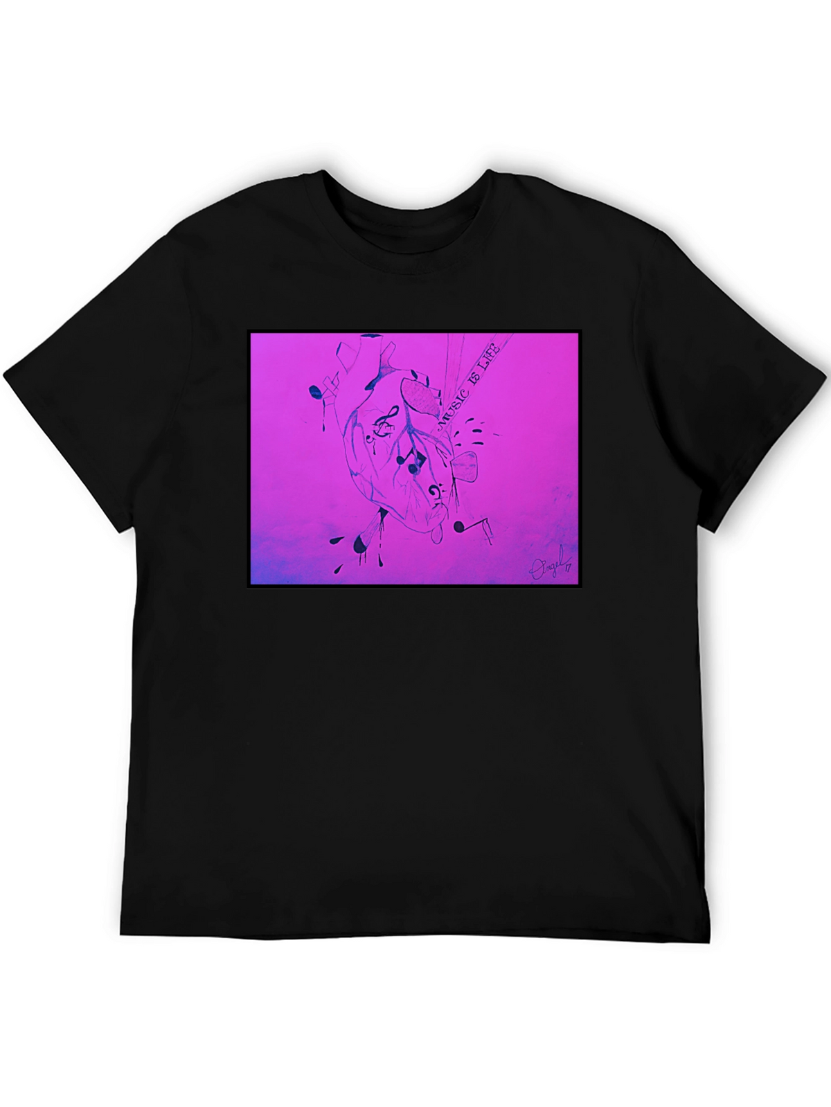 Music is Life Heart Graphic T-Shirt