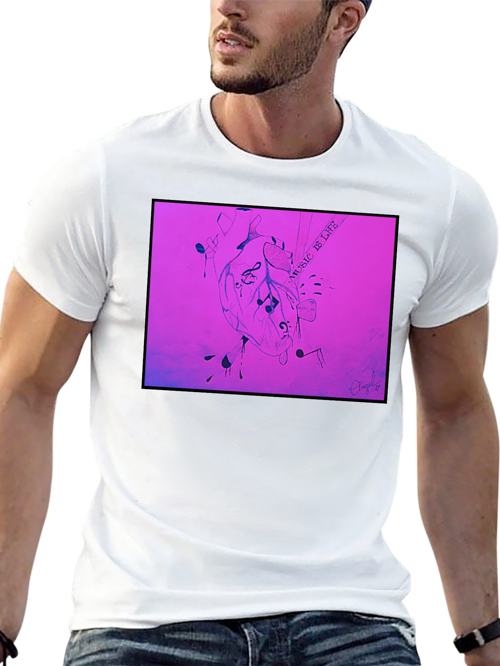 Music is Life Heart Graphic T-Shirt