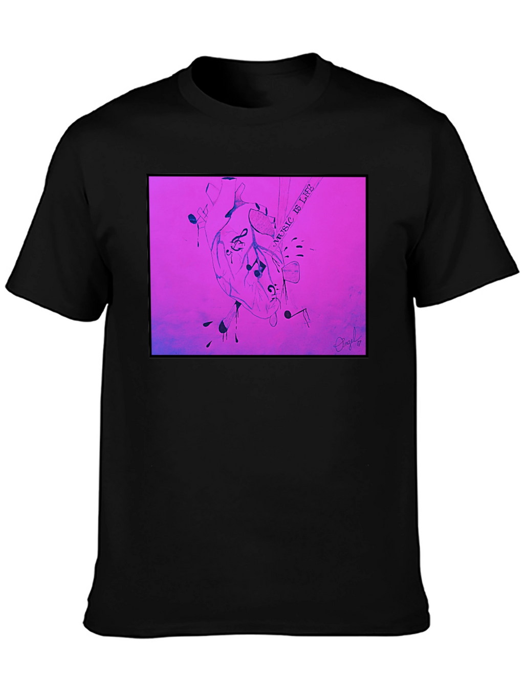 Music is Life Heart Graphic T-Shirt