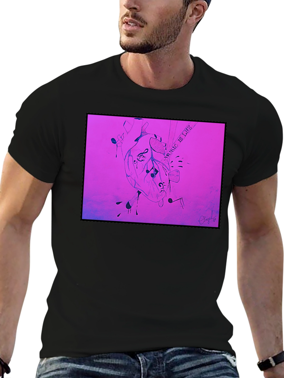 Music is Life Heart Graphic T-Shirt