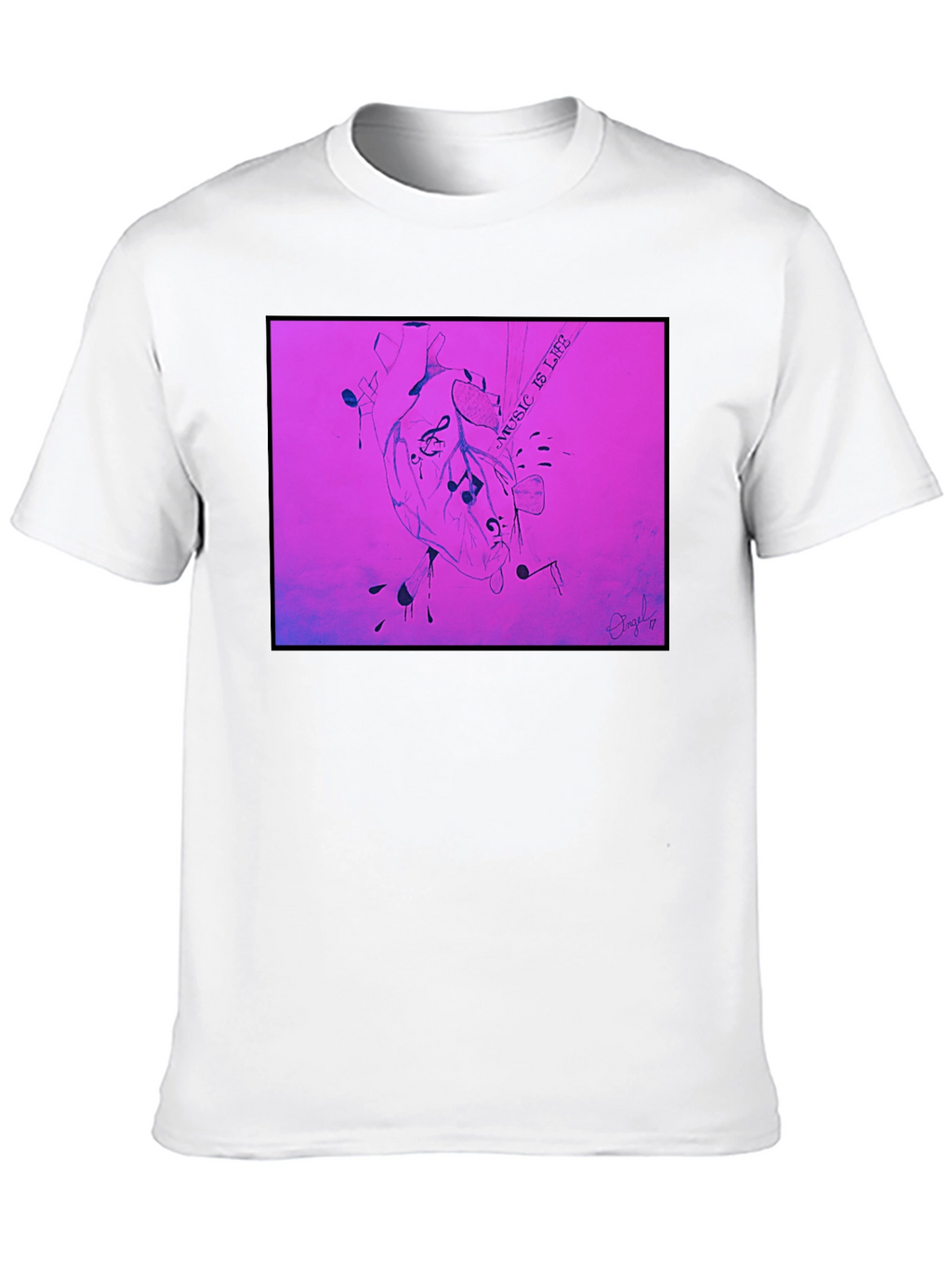Music is Life Heart Graphic T-Shirt