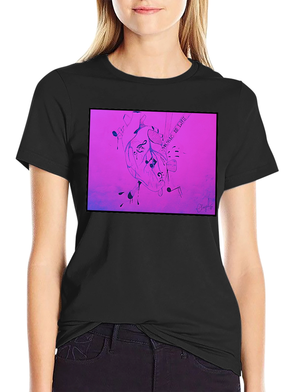Music is Life Heart Graphic T-Shirt