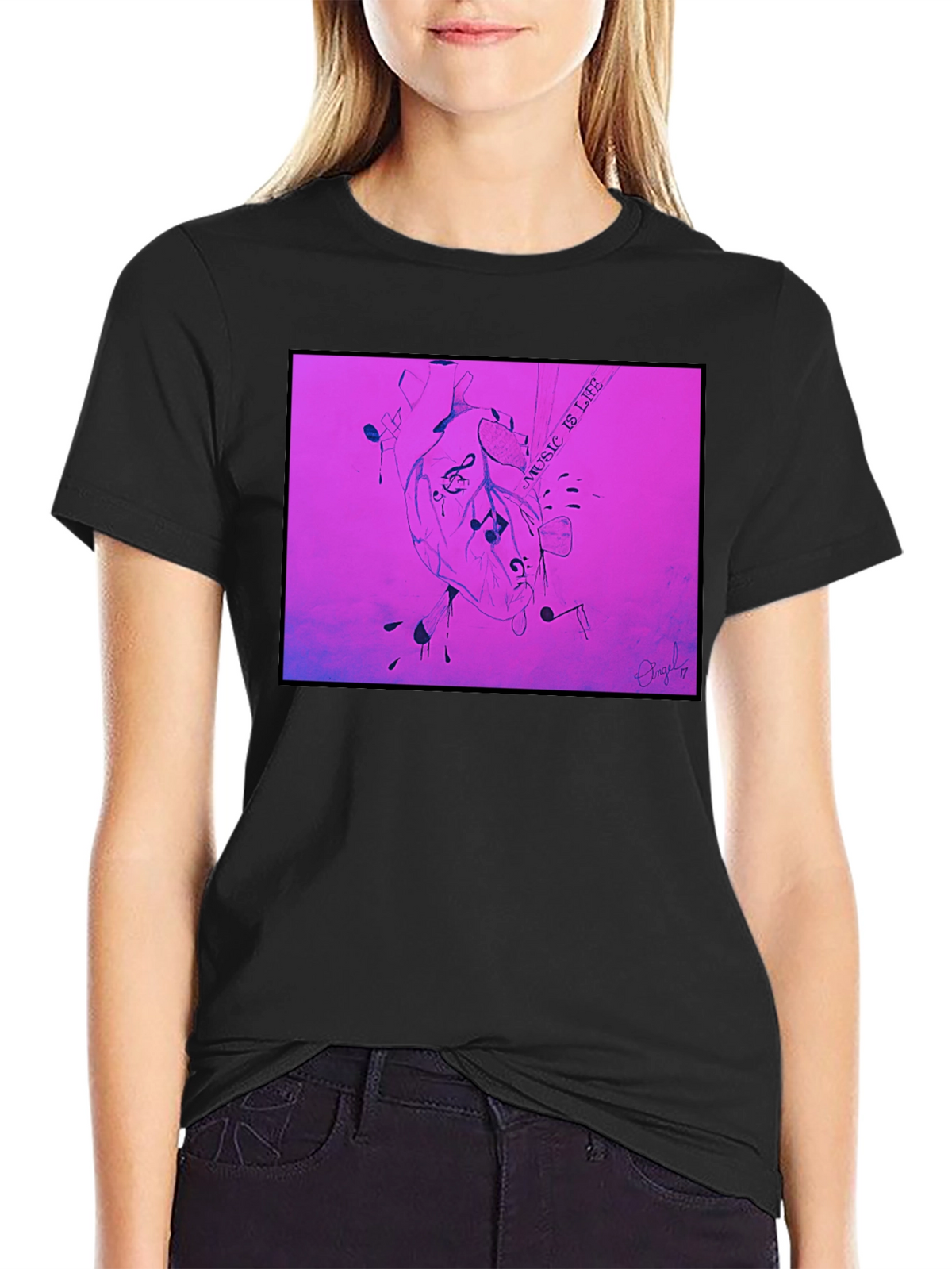Music is Life Heart Graphic T-Shirt