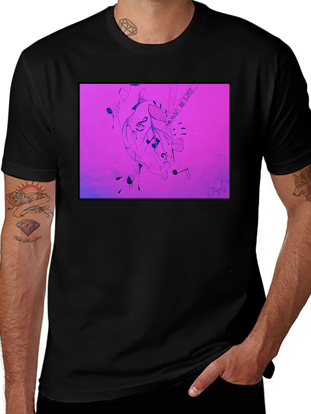 Music is Life Heart Graphic T-Shirt