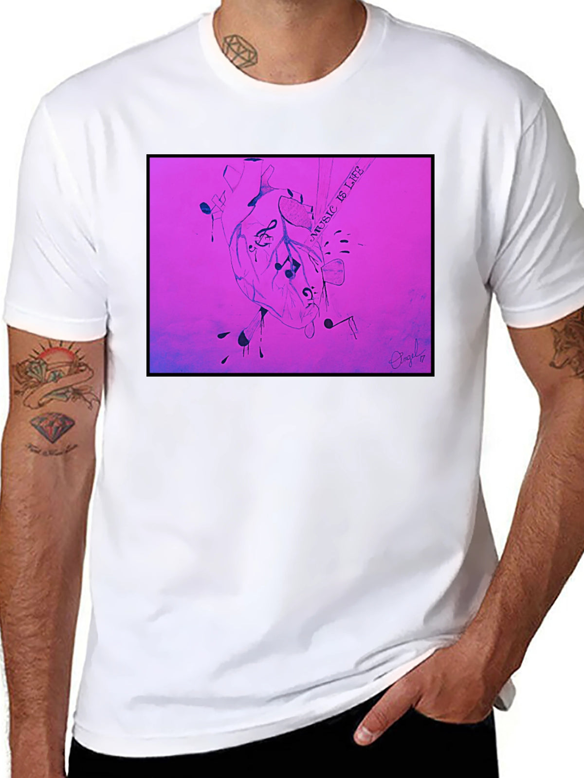 Music is Life Heart Graphic T-Shirt