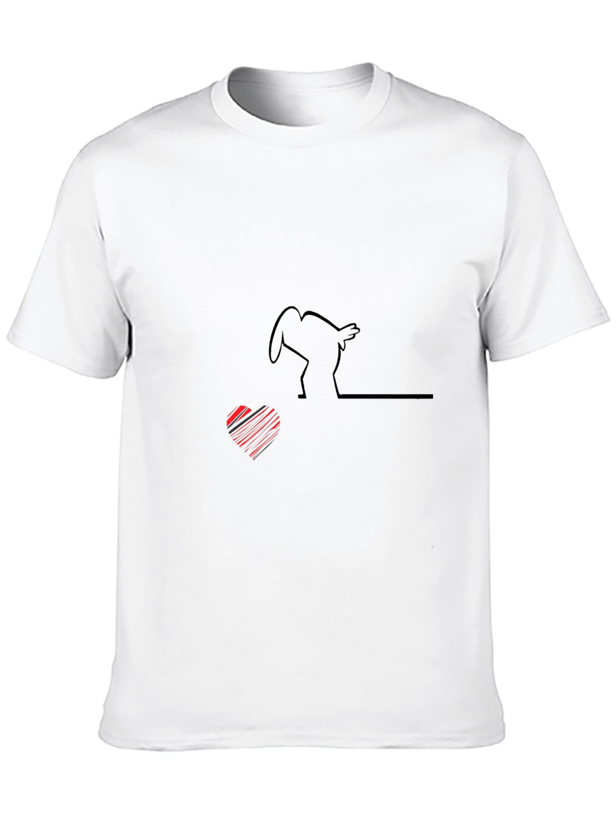 Line Art Heart & Chicken T-Shirt - Black