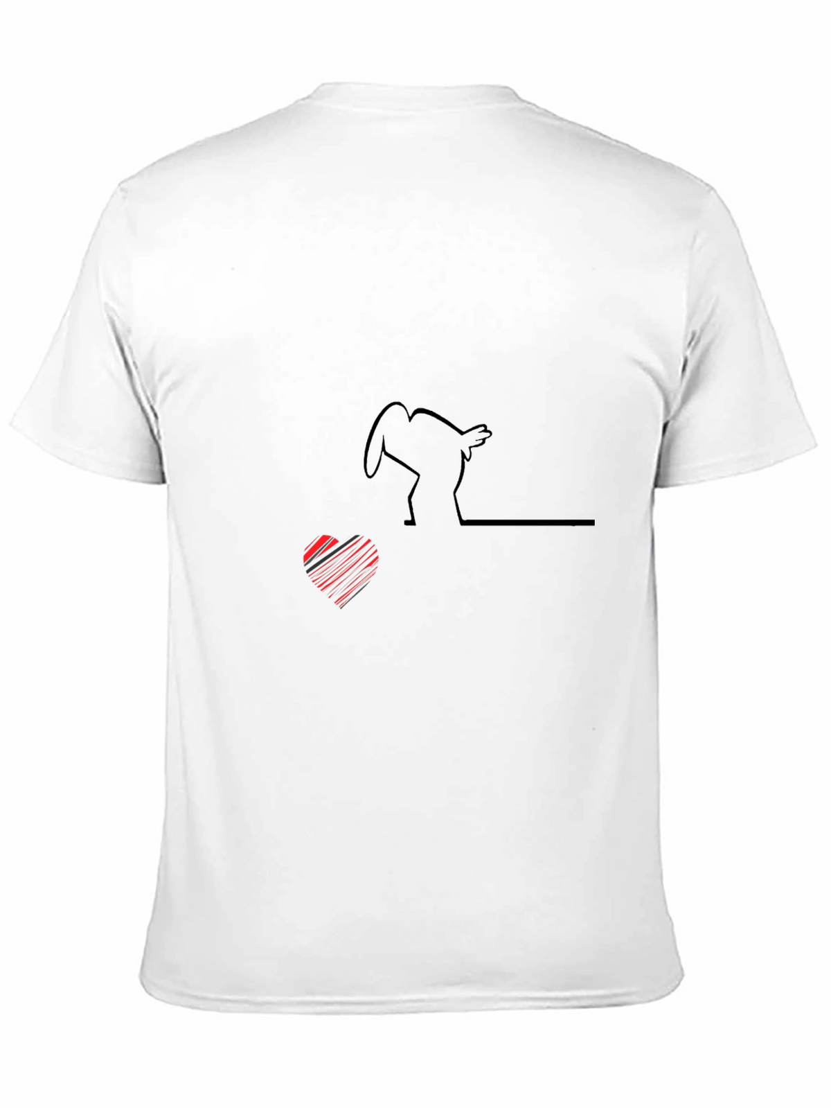 Line Art Heart & Chicken T-Shirt - Black