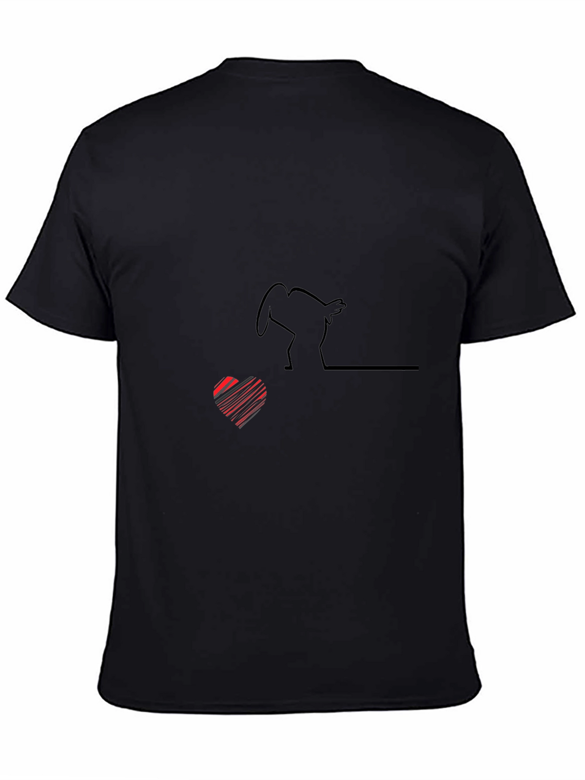 Line Art Heart & Chicken T-Shirt - Black