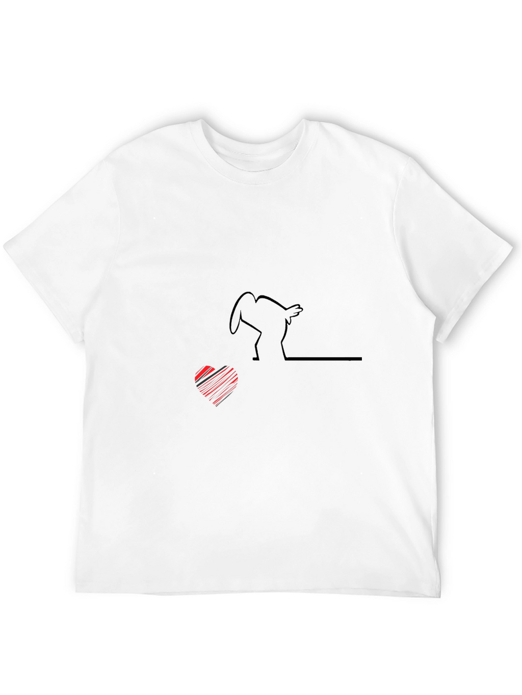 Line Art Heart & Chicken T-Shirt - Black