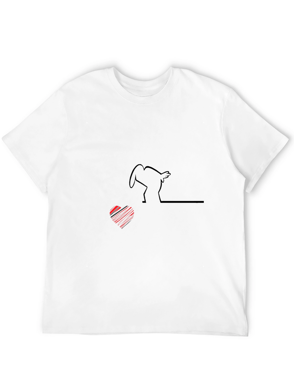 Line Art Heart & Chicken T-Shirt - Black
