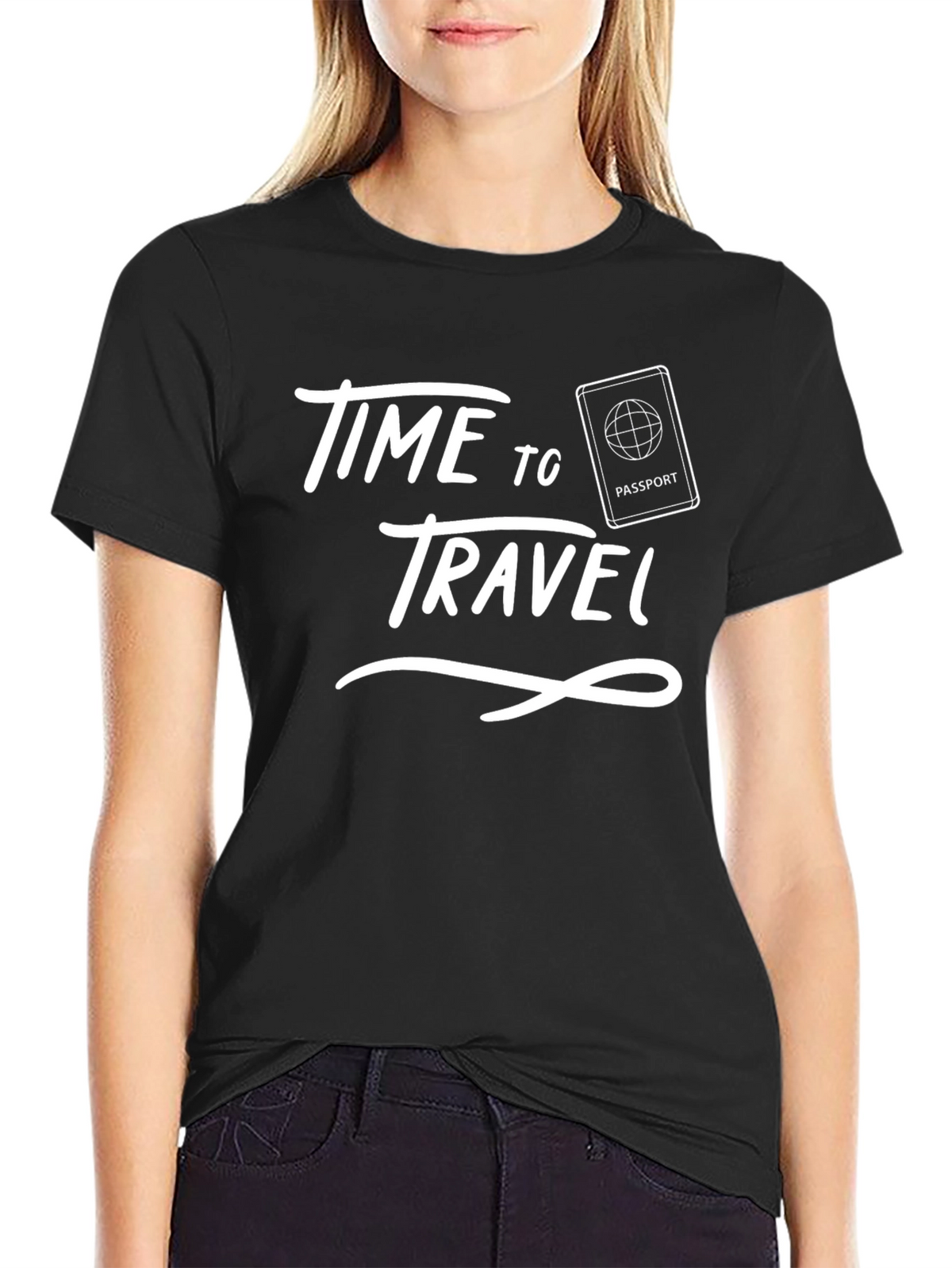 Time to Travel Black Graphic Tee