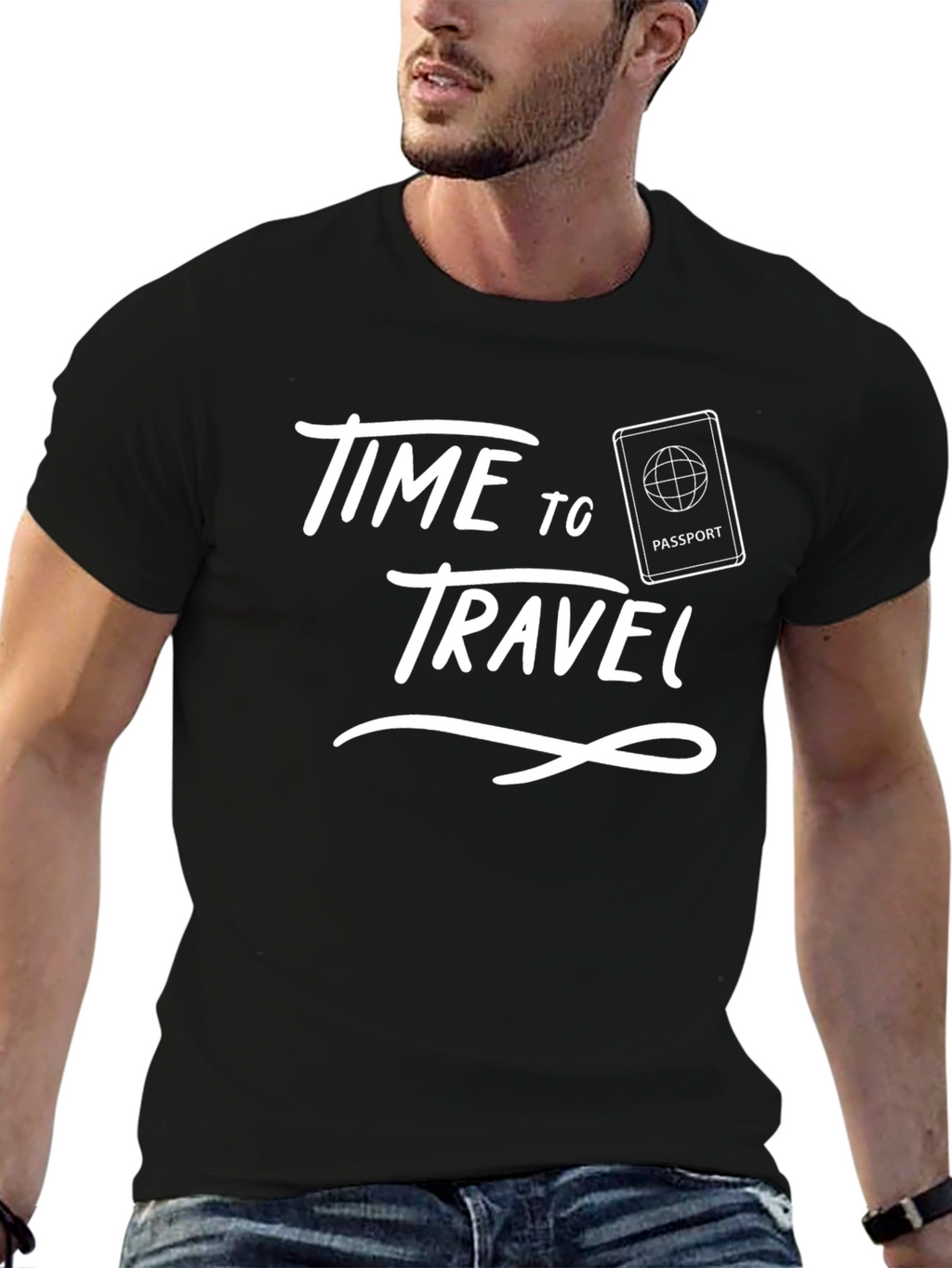 Time to Travel Black Graphic Tee