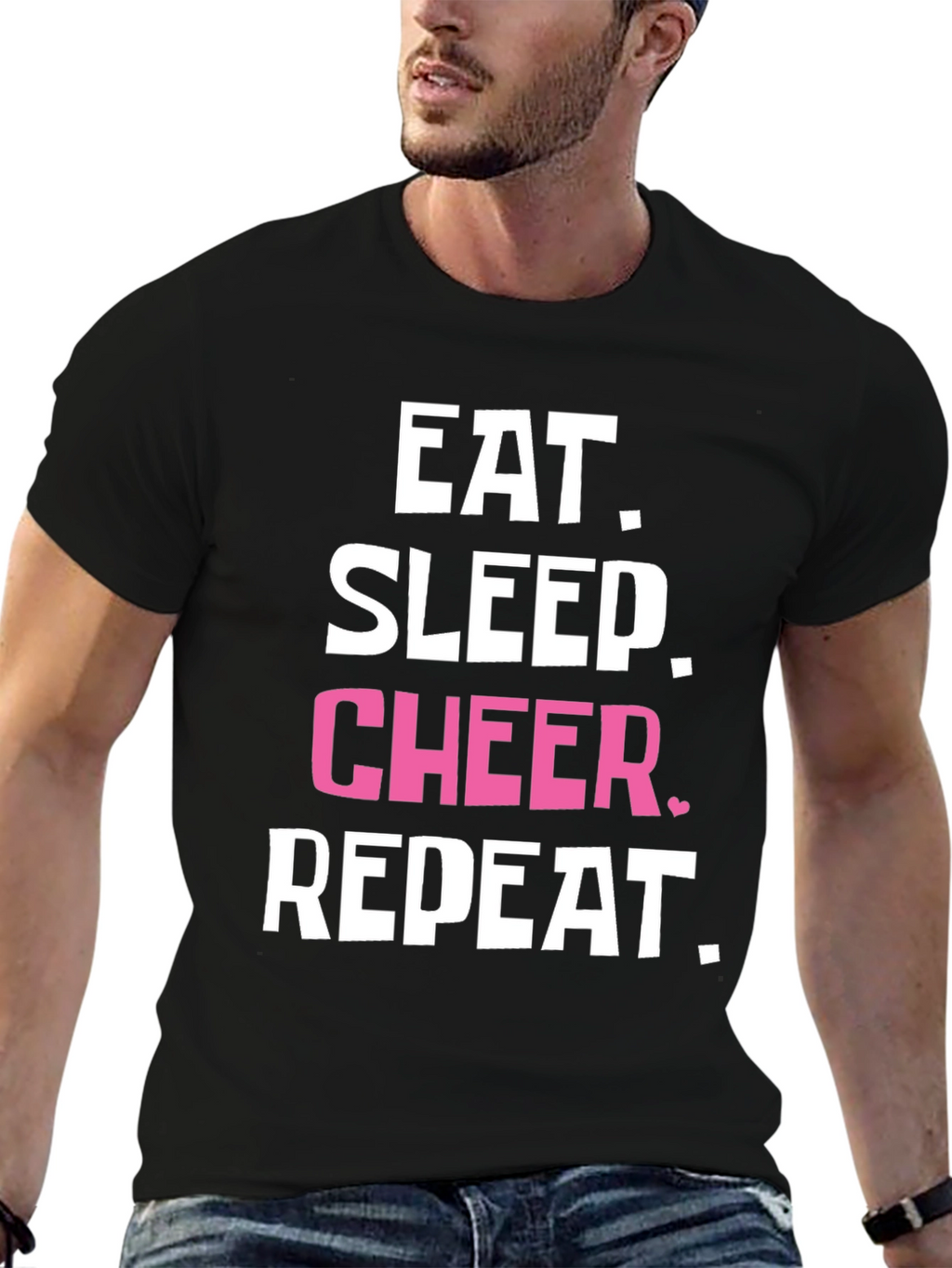 Eat Sleep Cheer Repeat Black T-Shirt