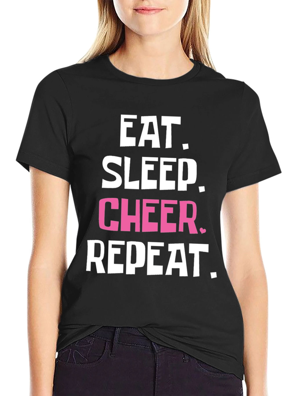 Eat Sleep Cheer Repeat Black T-Shirt