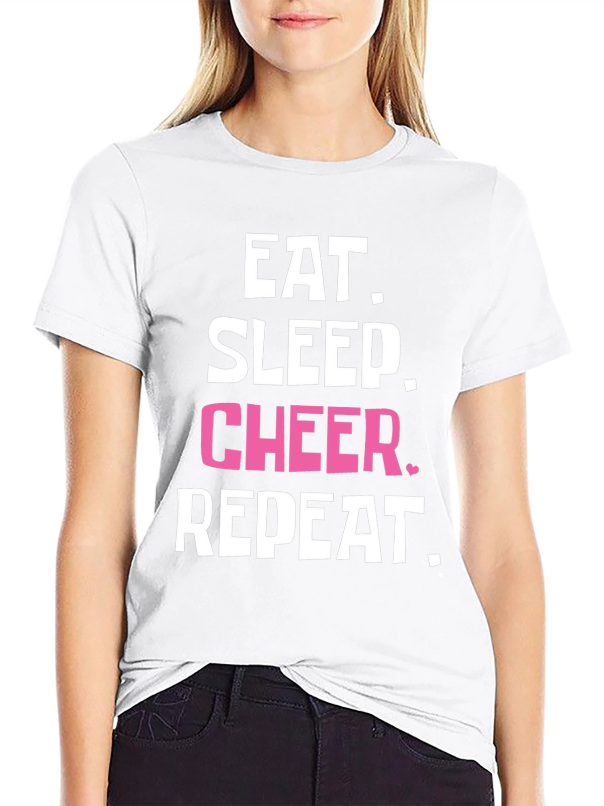 Eat Sleep Cheer Repeat Black T-Shirt