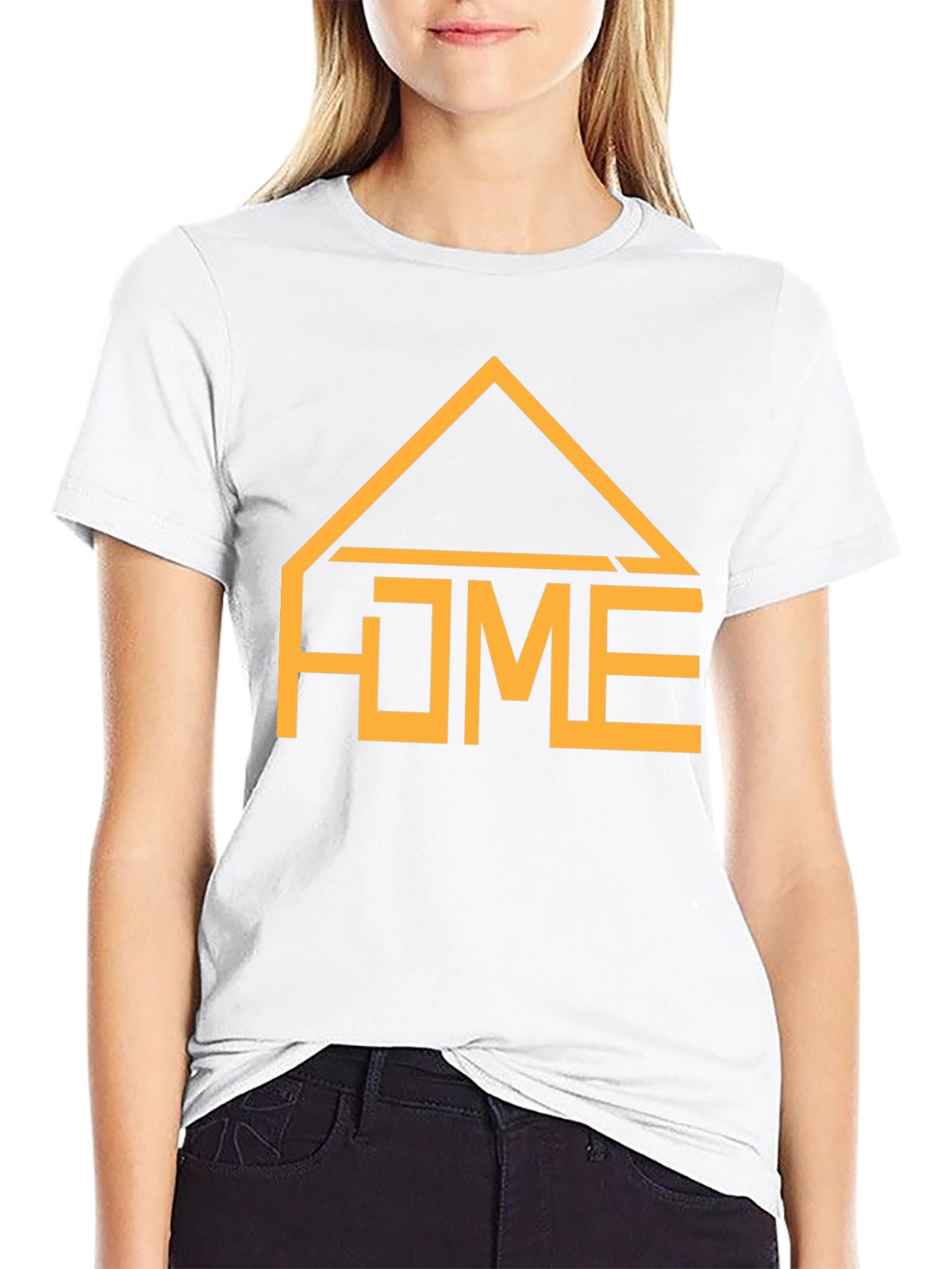 Geometric HOME Graphic Tee - Casual Black T-Shirt