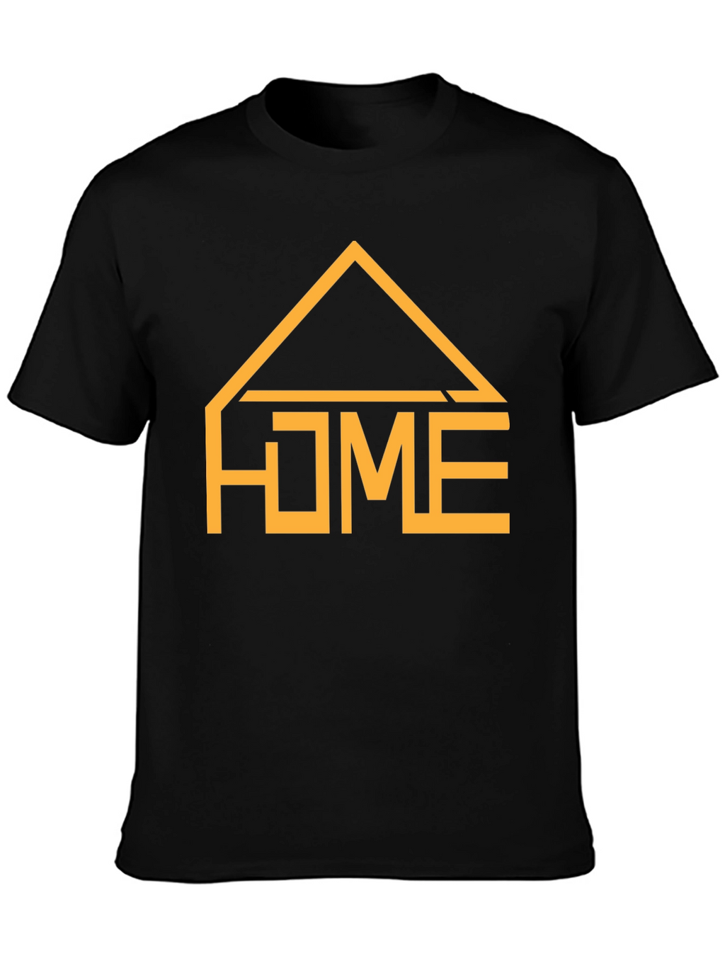 Geometric HOME Graphic Tee - Casual Black T-Shirt