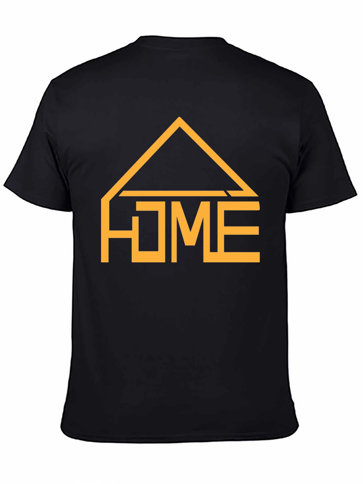 Geometric HOME Graphic Tee - Casual Black T-Shirt