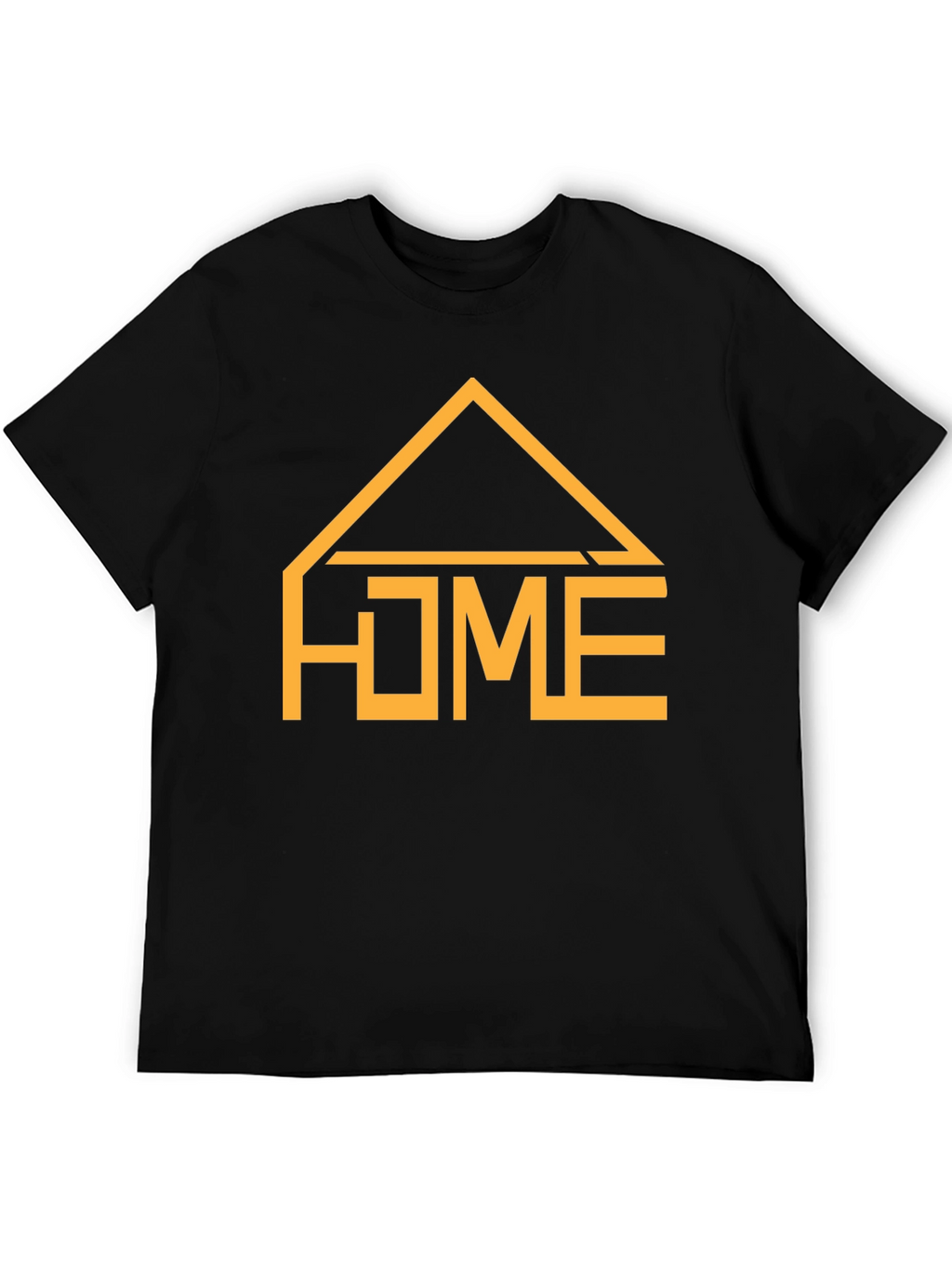 Geometric HOME Graphic Tee - Casual Black T-Shirt