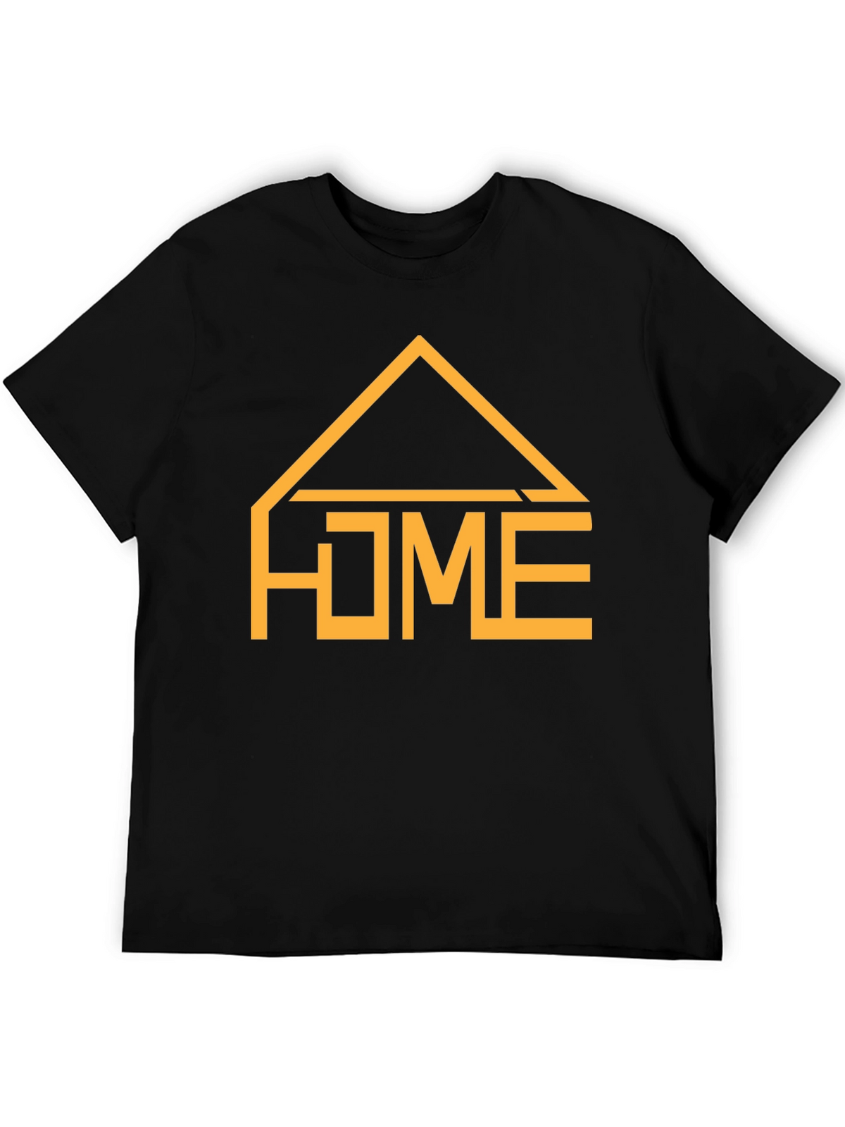 Geometric HOME Graphic Tee - Casual Black T-Shirt